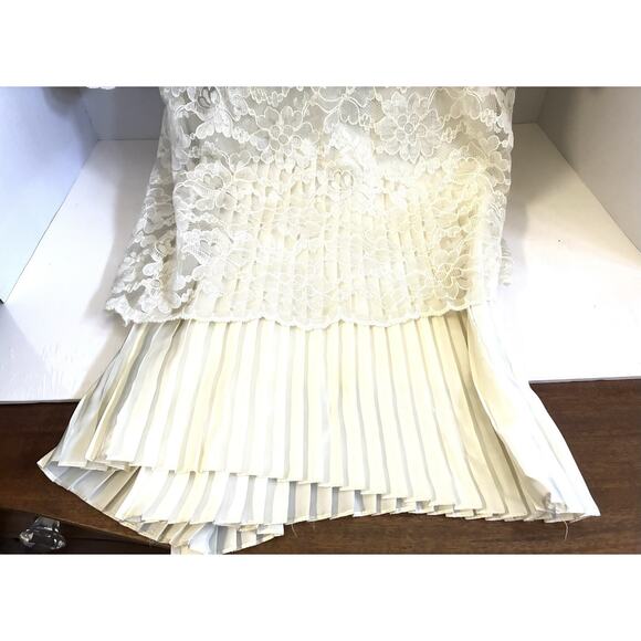 Scott McClintock Ivory Lace Satin Victorian Prairie Wedding Dress Sz S Vintage - Picture 9 of 15